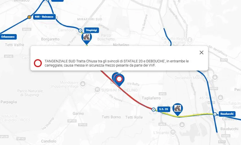 CHIUSA LA TANGENZIALE SUD - Tra lo svincolo di Debouchè e lo svincolo Statale 20 in direzione sud