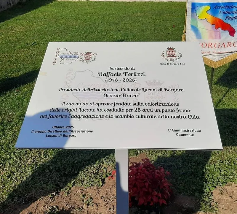 BORGARO - La cittadina ha omaggiato Raffaele Terlizzi: un parco dedicato allo storico presidente dei Lucani - FOTO.