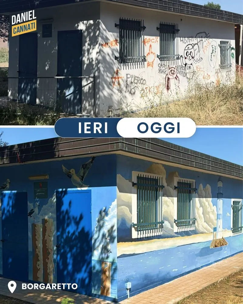 BEINASCO - La facciata della scuola Gobetti vandalizzata con scritte no-vax riqualificata dai giovani di StreetLab - FOTO