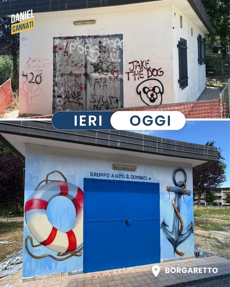 BEINASCO - La facciata della scuola Gobetti vandalizzata con scritte no-vax riqualificata dai giovani di StreetLab - FOTO
