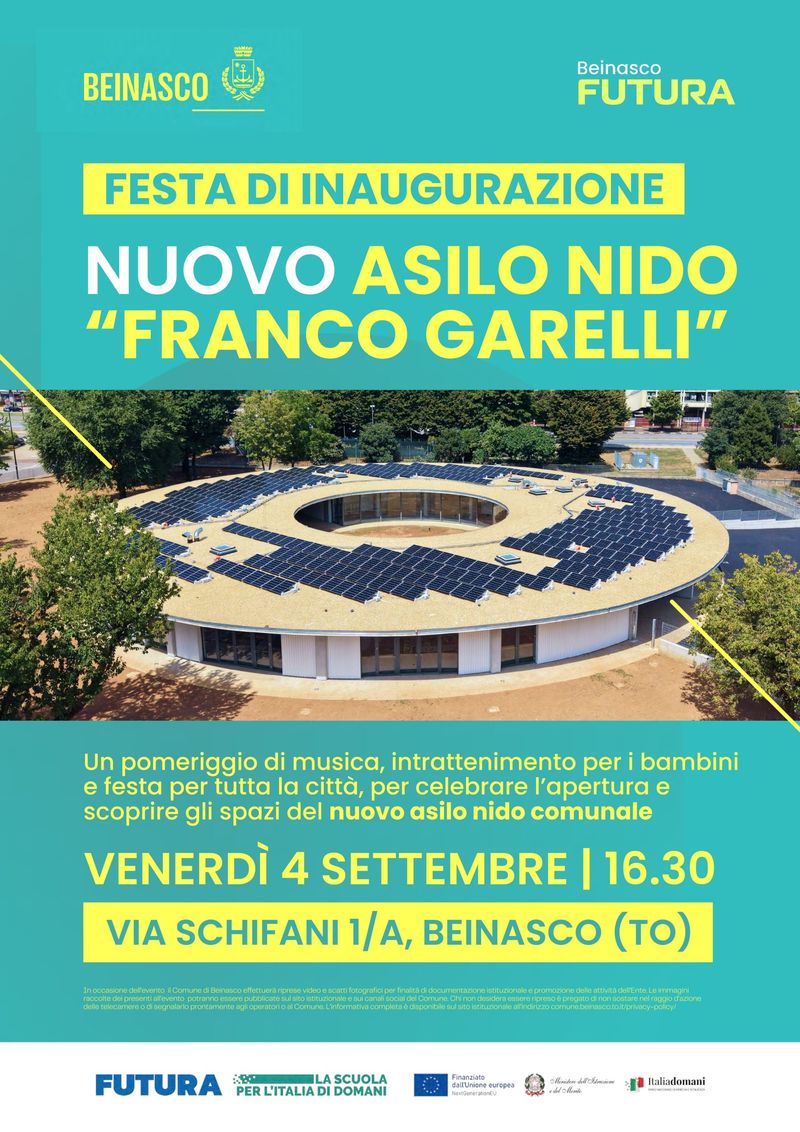 BEINASCO - Venerdì l'inaugurazione del nuovo asilo nido comunale Garelli - FOTO