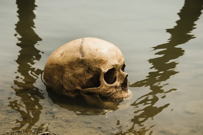 BRANDIZZO - «C'è un teschio umano nel torrente Bendola»: ma era una decorazione di Halloween