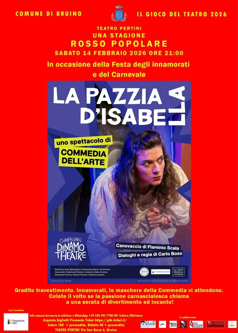 BRUINO - «La Pazzia di Isabella» il 14 febbraio al teatro Pertini: un evento internazionale