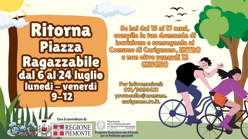 CARIGNANO - Torna anche quest'estate il progetto «Piazza Ragazzabile»