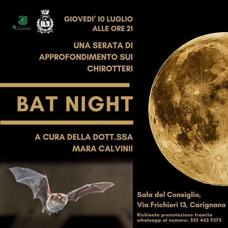 CARIGNANO - «Bat Night»: una serata alla scoperta dei pipistrelli