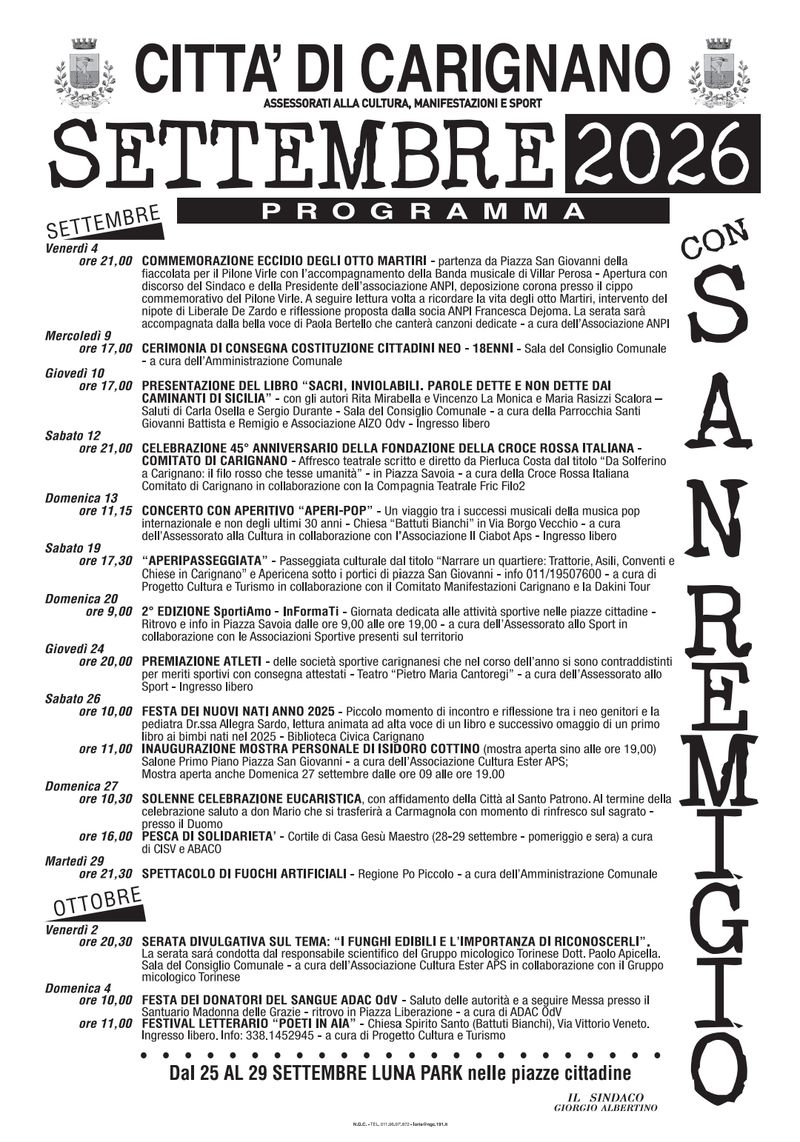CARIGNANO - Settembre con San Remigio: torna lo spettacolo dei fuochi d’artificio