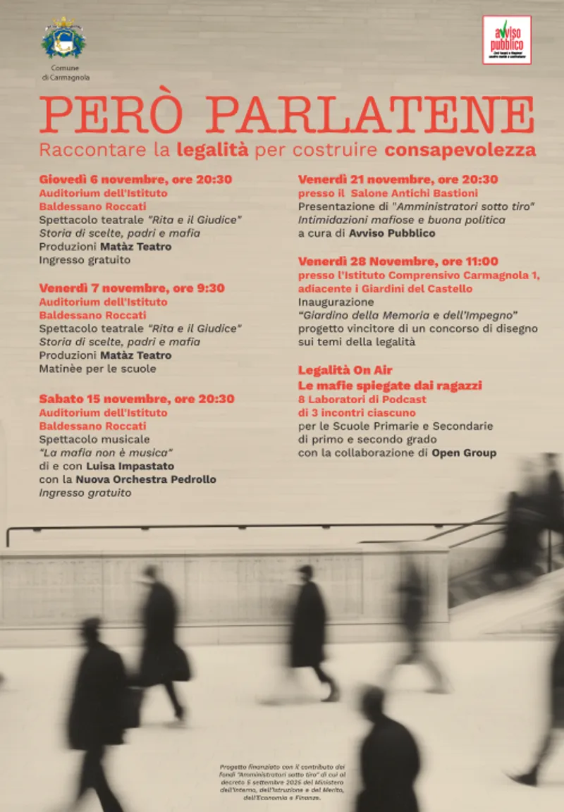 CARMAGNOLA - «Però parlatene. Raccontare la legalità per costruire consapevolezza»