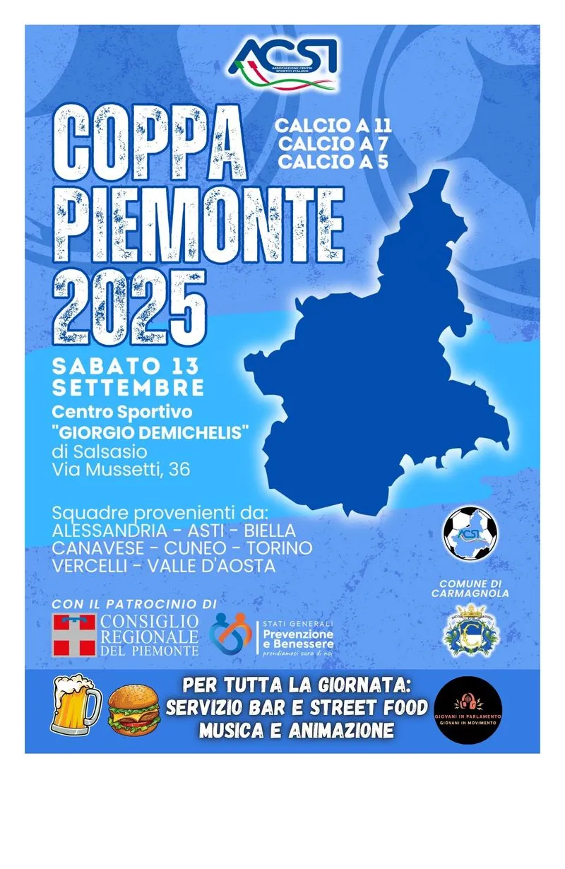 CARMAGNOLA - Tutto pronto per la Coppa Piemonte di calcio a Salsasio