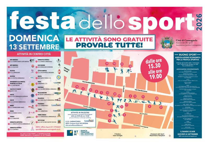 CARMAGNOLA - Festa dello Sport per l'inaugurazione della stagione sportiva