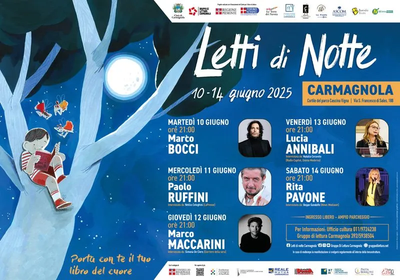 CARMAGNOLA - Cinque ospiti di fama nazionale al festival letterario-pop «Letti di Notte»
