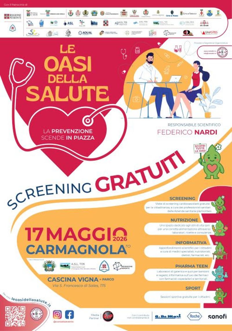 CARMAGNOLA - «Oasi della Salute»: una giornata di screening cardiovascolare aperta a tutti e completamente gratuita