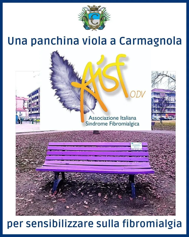 CARMAGNOLA - Una panchina viola per sensibilizzare sulla fibromialgia