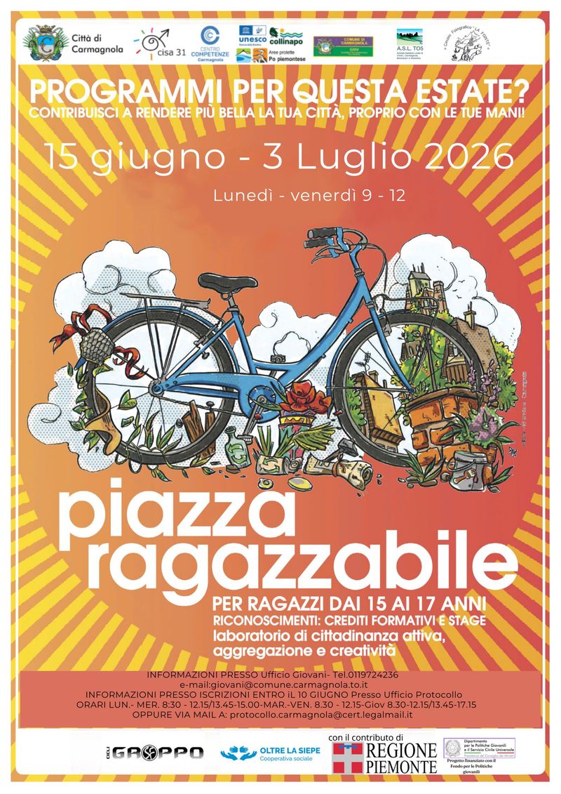 CARMAGNOLA - Torna l’appuntamento con «Piazza Ragazzabile»