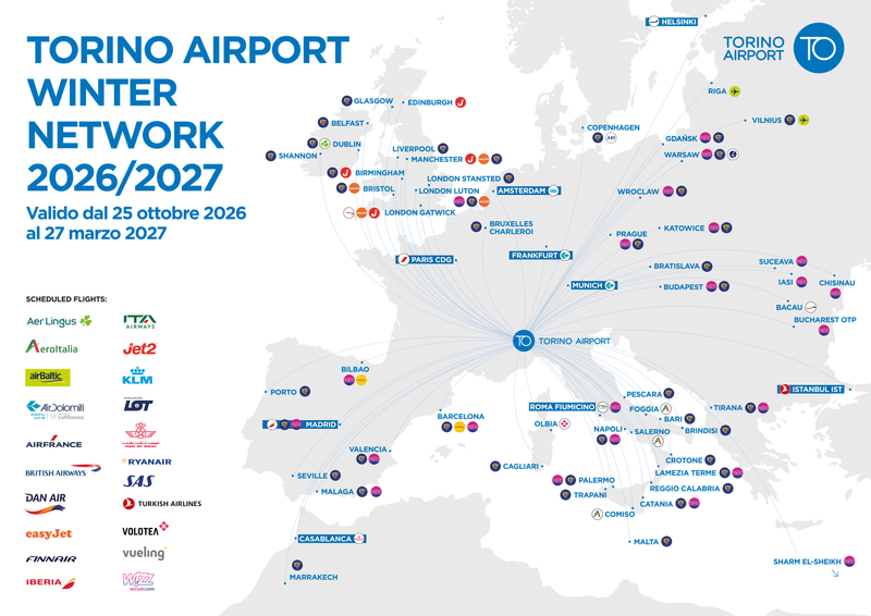 TORINO-CASELLE - Aeroporto, al via la stagione invernale da record: 93 rotte e 3,7 milioni di posti
