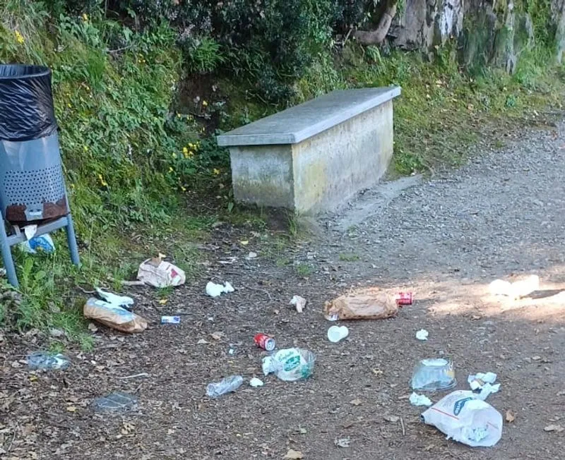 CHIAVERANO-IVREA - Cestini stracolmi di rifiuti: la passeggiata a bordo lago Sirio trasformata in immondezzaio - FOTO