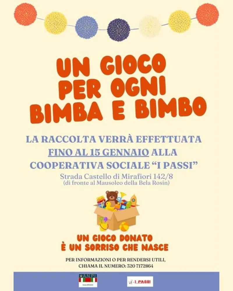 MIRAFIORI - «Un gioco per ogni bimbo e bimba»: iniziativa solidale per regalare a tutti un Natale felice