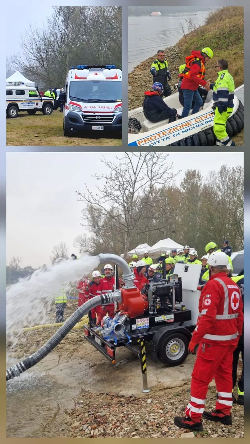 MONCALIERI - Maxi esercitazione di Protezione civile e Croce Rossa al lago Waterski - FOTO