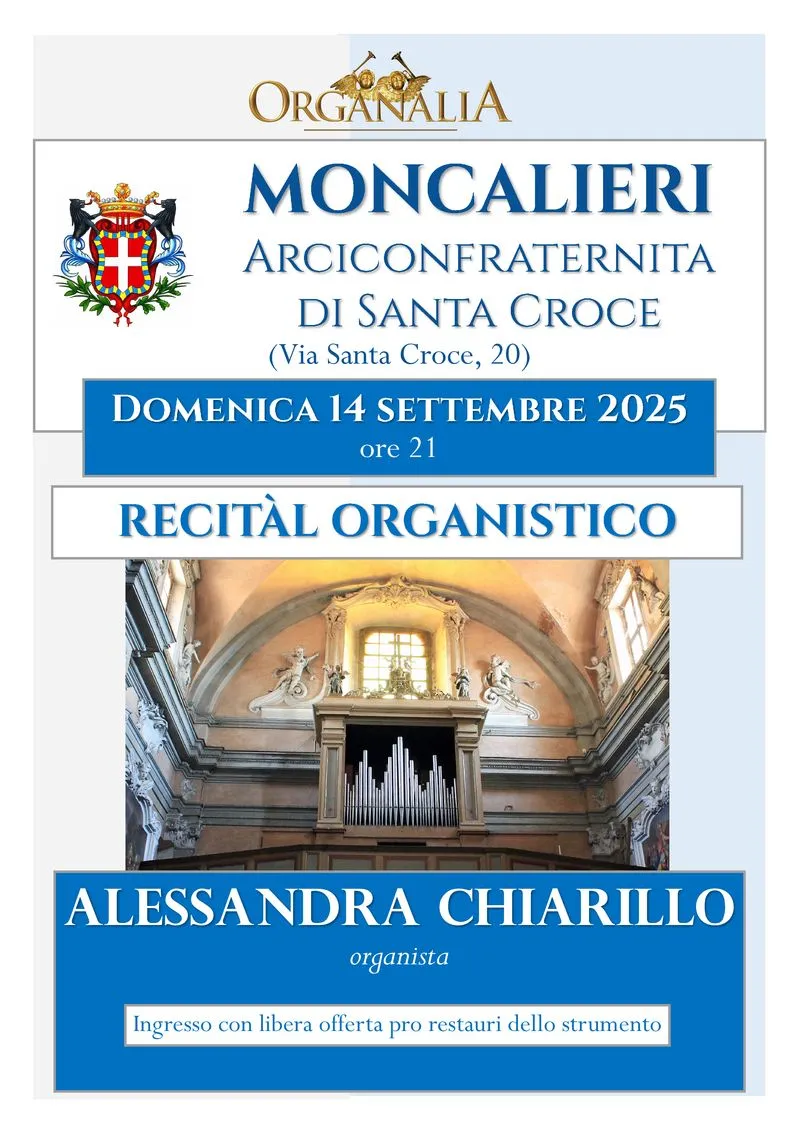 MONCALIERI - Alessandra Chiarillo in concerto per la rassegna Organalia