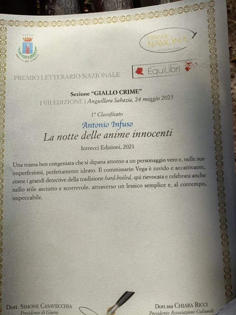 NICHELINO - L'autore Antonio Infuso vince il primo premio al concorso letterario EquiLibri - FOTO