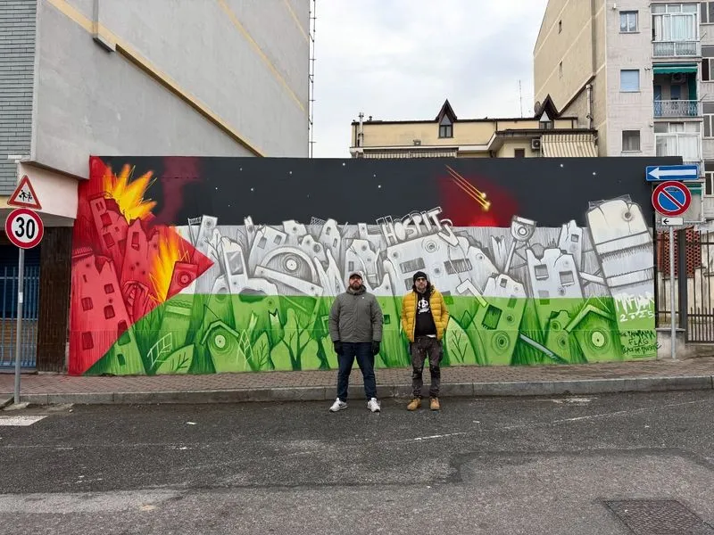 NICHELINO - Realizzato un nuovo murale dedicato alla pace e alla Palestina