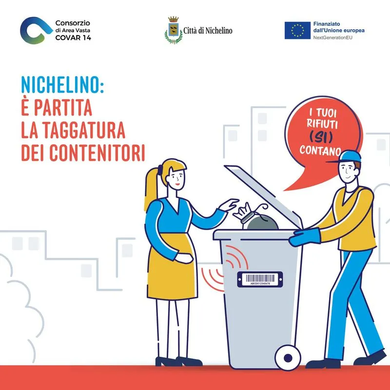 NICHELINO - In partenza la taggatura dei contenitori dei rifiuti nella terza macrozona della città