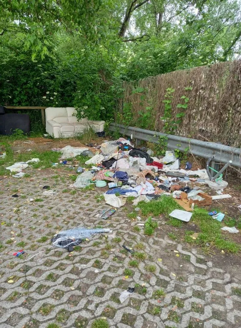 NICHELINO - Divani, cartacce, plastica e rifiuti di ogni genere abbandonati nell'area difronte al centro commerciale - FOTO