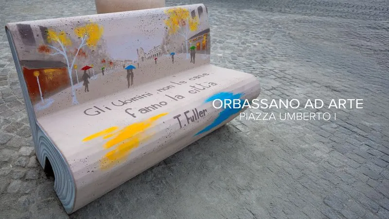 ORBASSANO - Completata la realizzazione della panchina artistica in piazza Umberto I - FOTO