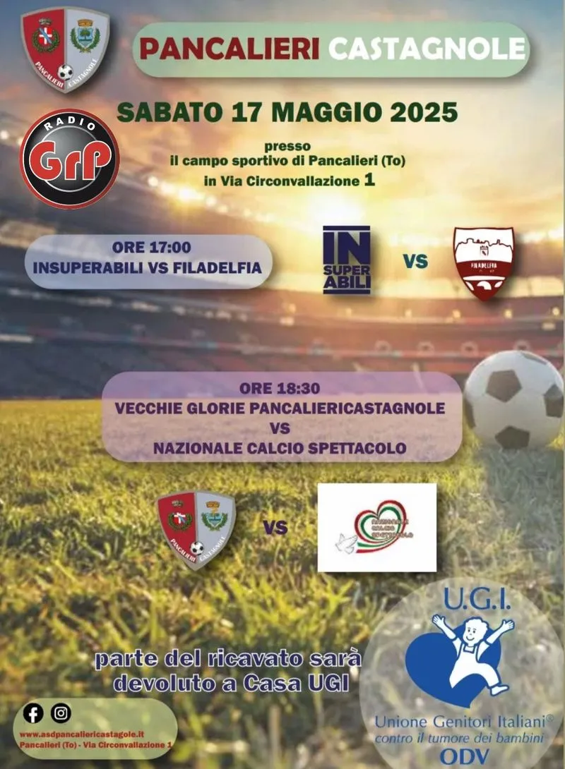 PANCALIERI - La Nazionale Calcio Spettacolo scende in campo per una partita benefica a favore dell'Ugi