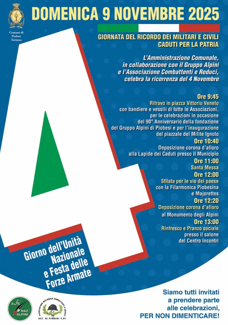 PIOBESI - La comunità celebra il 90° anniversario di fondazione del locale Gruppo Alpini