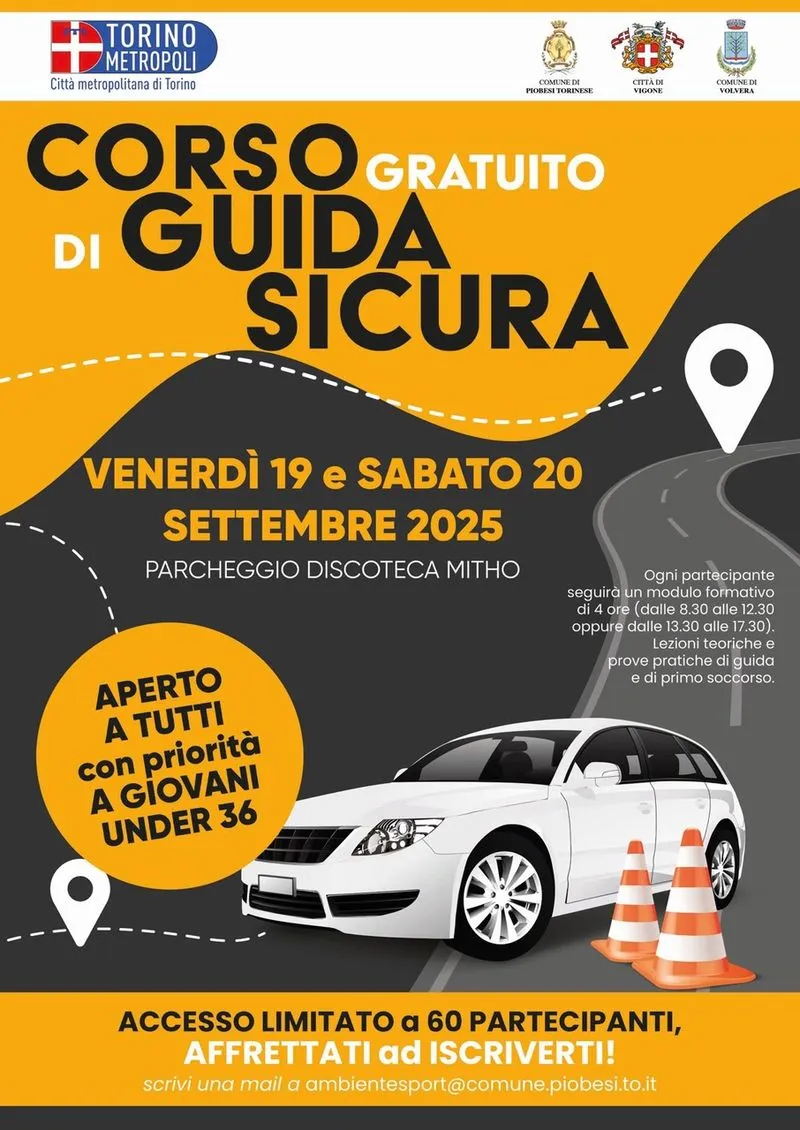 PIOBESI - Guida sicura: nuove date venerdì 19 e sabato 20 settembre
