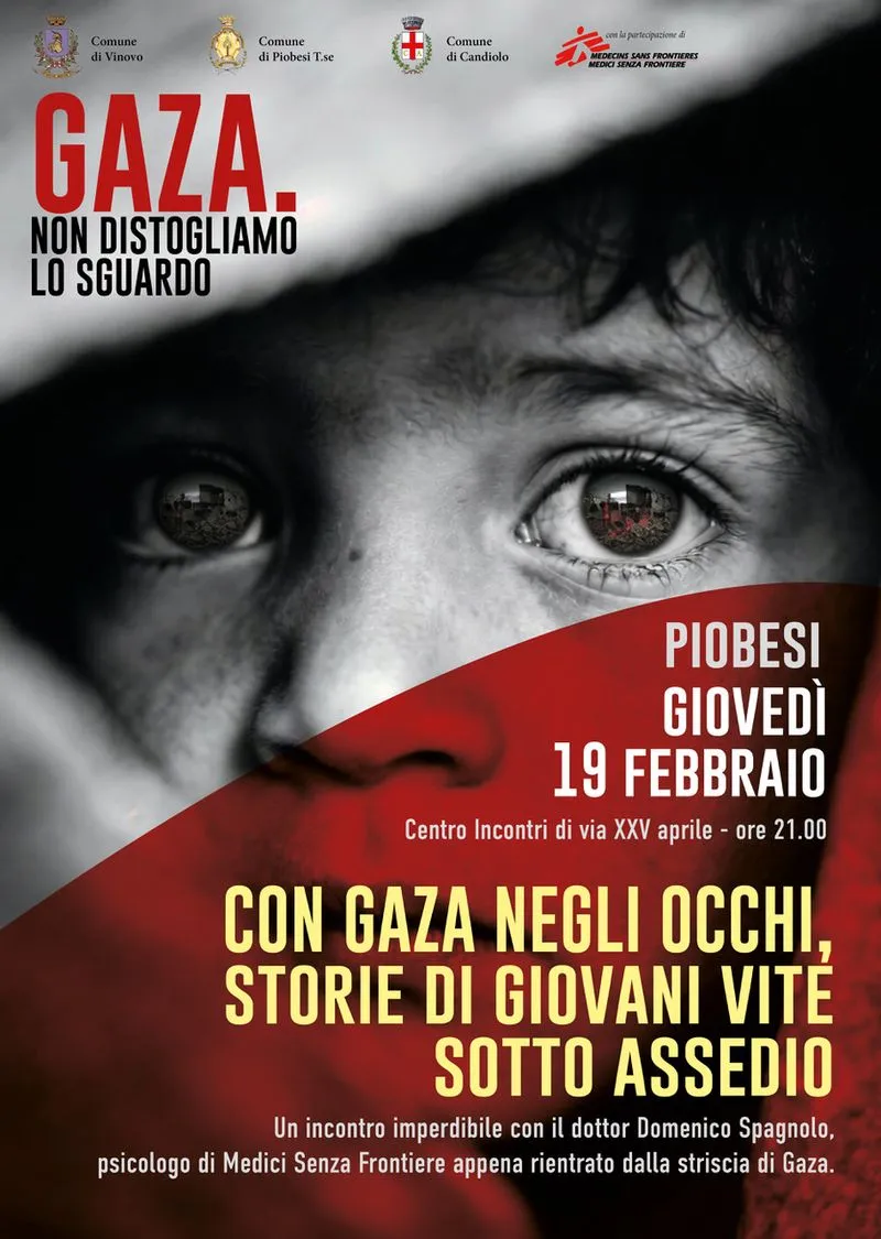 PIOBESI - Incontro con Domenico Spagnolo, psicologo di Medici Senza Frontiere, appena rientrato dalla Striscia di Gaza