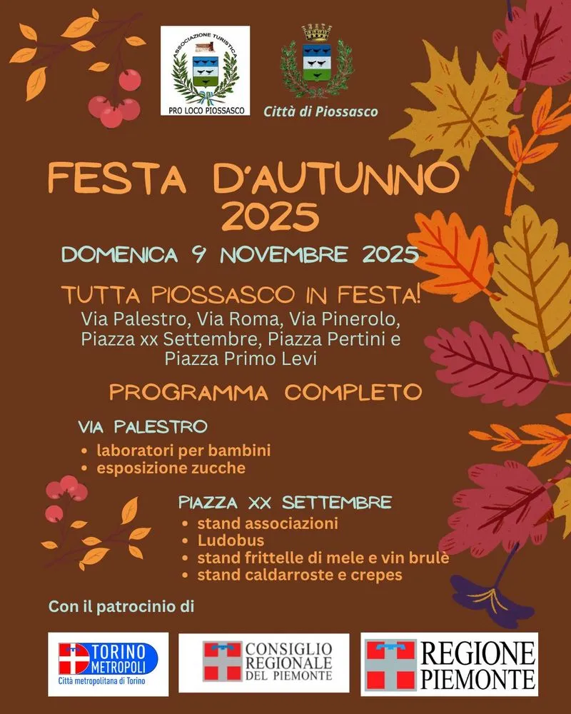 PIOSSASCO - Domenica arriva la festa d'autunno tra sapori, sport e divertimento