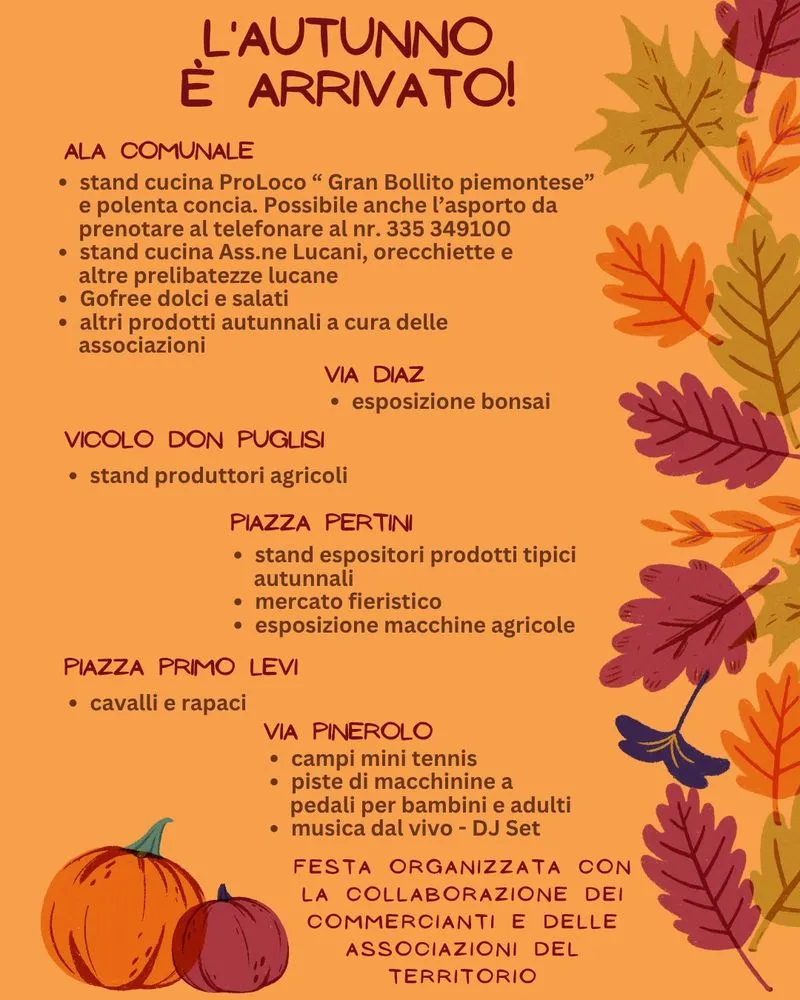 PIOSSASCO - Domenica arriva la festa d'autunno tra sapori, sport e divertimento
