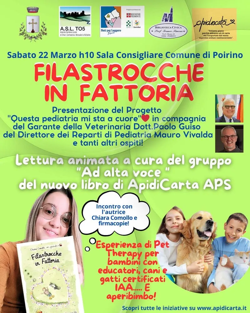 POIRINO - Letture e pet therapy per i bambini con ApidiCarta