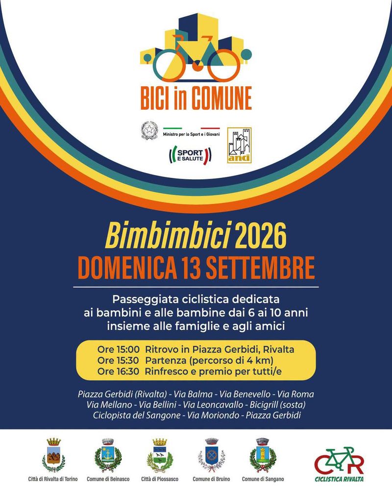 RIVALTA - Torna in programma «Bimbimbici» nell'ambito del progetto Bici in Comune