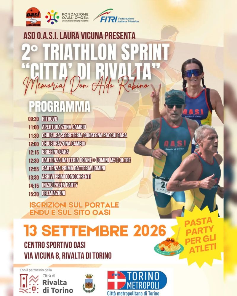 RIVALTA - Un memorial di triathlon ricorda la figura di don Aldo Rabino, maestro di vita e di sport