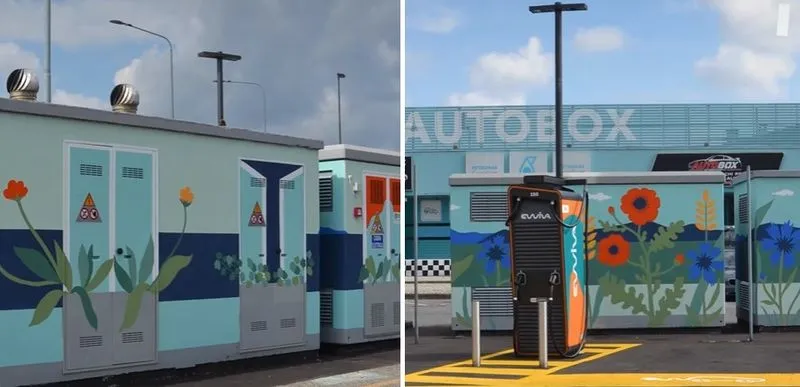 RIVALTA - Le cabine elettriche della futura piazza diventano delle opere d'arte en-plein air