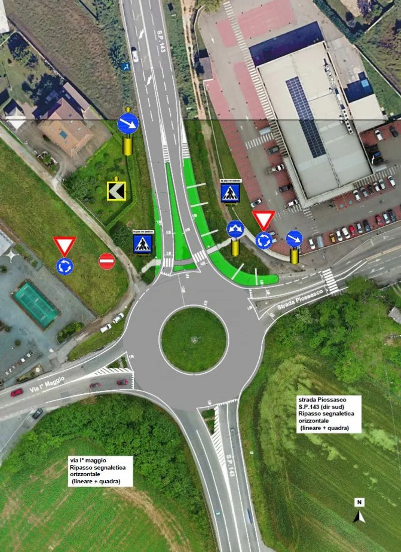 RIVALTA - Una nuova rotonda sulla provinciale 143 in frazione Tetti Francesi