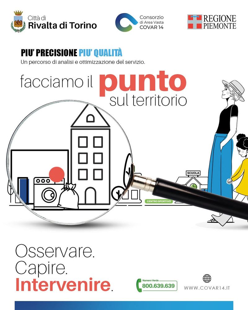 RIVALTA - Al via i monitoraggi nei bidoni sui conferimenti dei rifiuti