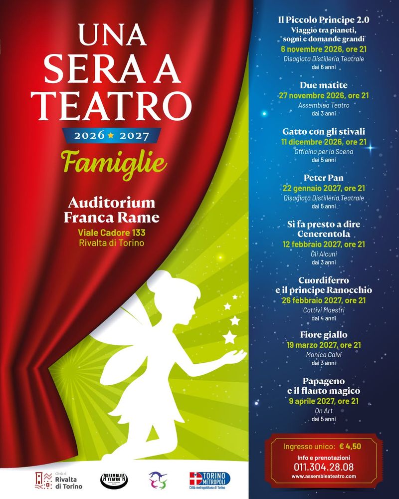 RIVALTA - All'auditorium Franca Rame una nuova stagione teatrale per bambini e famiglie