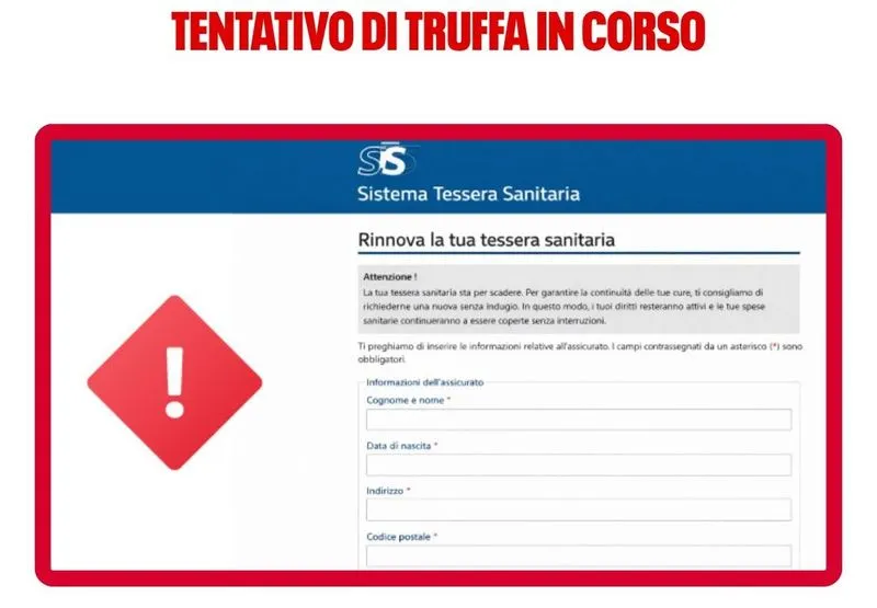 RIVALTA - Falsa mail del Ministero della salute per il rinnovo della tessera sanitaria: allarme truffe