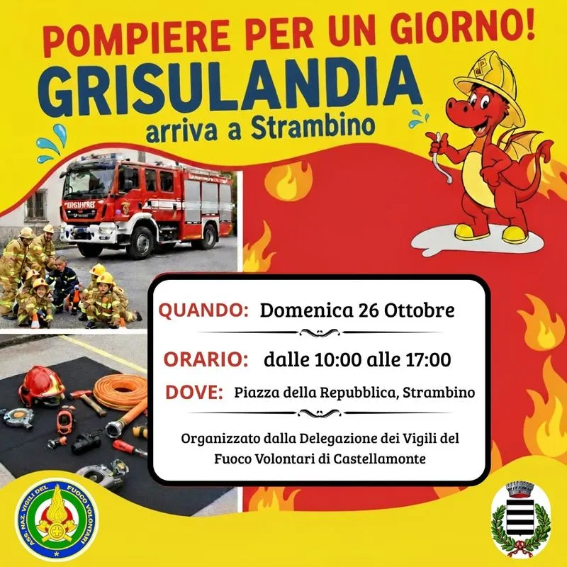 STRAMBINO - Bambini pompieri per un giorno con «Grisulandia»