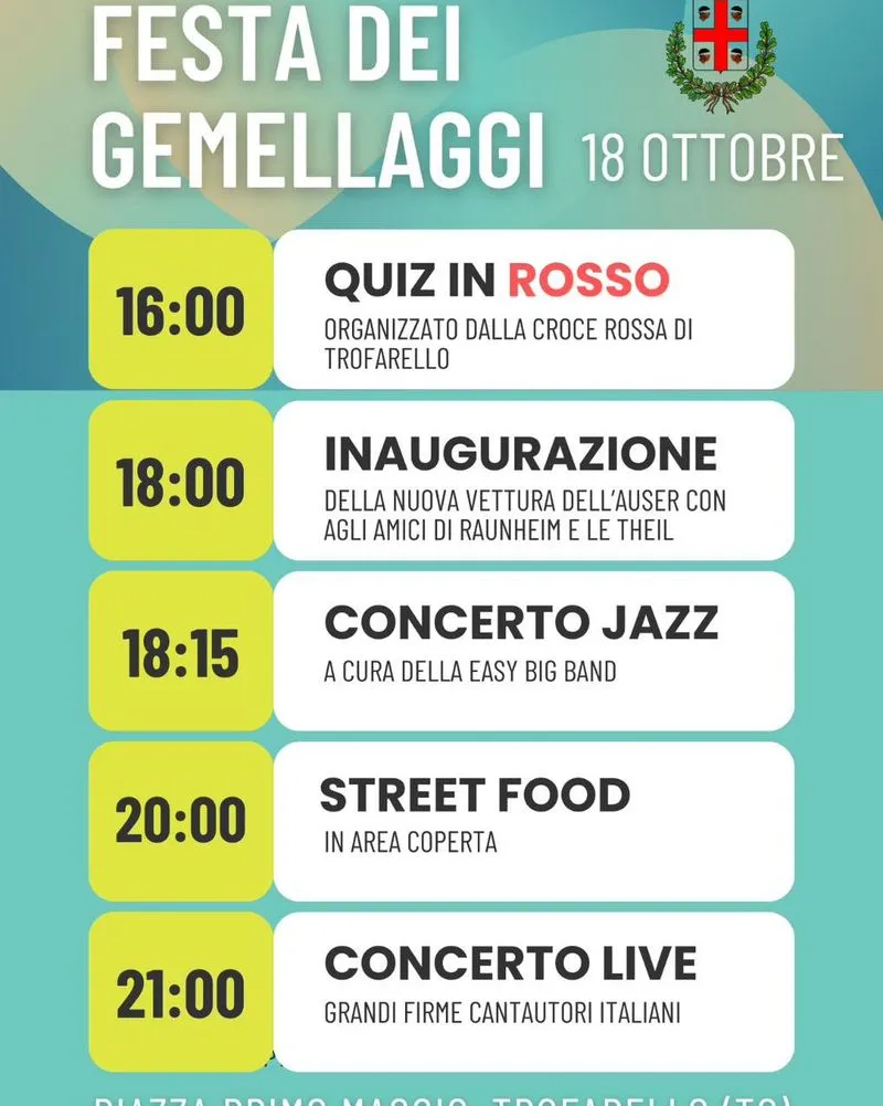TROFARELLO - Tutto pronto per la Festa dei gemellaggi e la Fiera d’Autunno