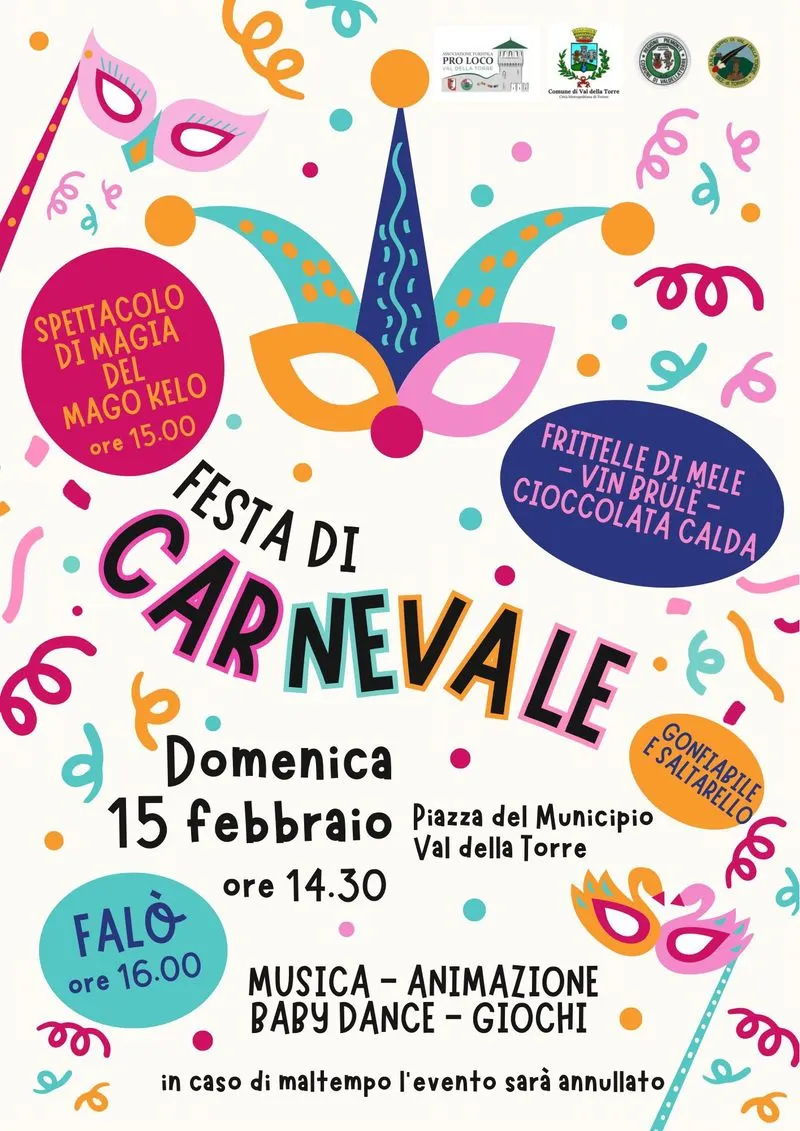 VAL DELLA TORRE - Tempo di Carnevale: domenica pomeriggio festa nel piazzale del Municipio