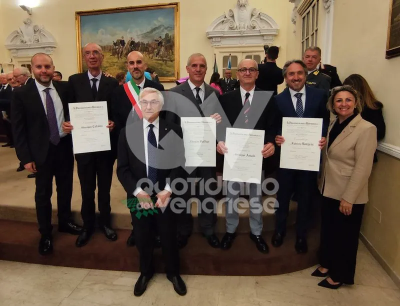 VENARIA - Quattro nuovi Cavalieri della Repubblica: Amato, Baffigo, Borgese e l'ex sindaco Catania - FOTO