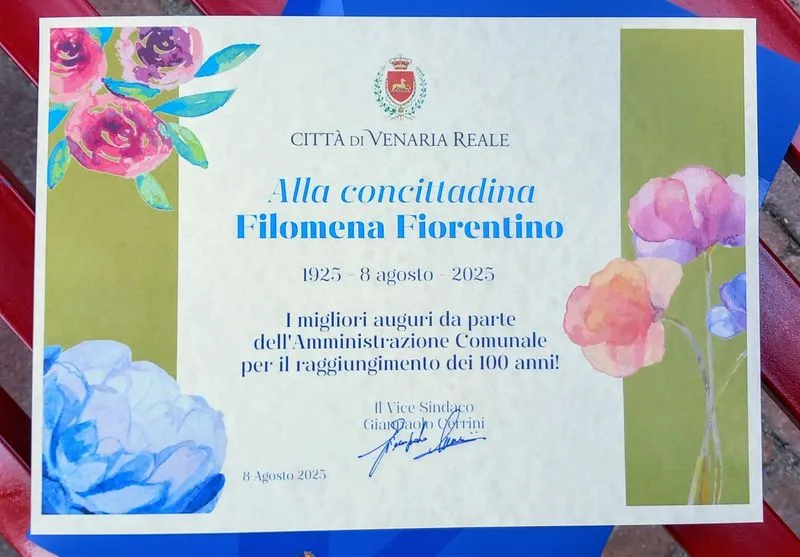 VENARIA - Grande festa alla «Piccola Reggia» per i primi cento anni della signora Filomena Fiorentino - FOTO