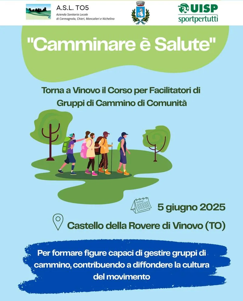 VINOVO - «Camminare è Salute»: torna il Corso per Facilitatori di Gruppi di Cammino di Comunità