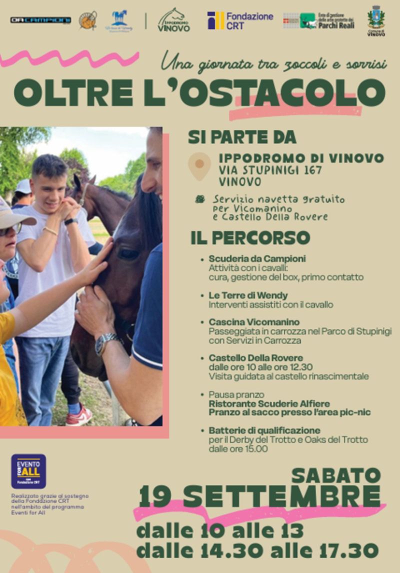 VINOVO - Non solo batterie di Derby e Oaks: «Oltre l'ostacolo», quattro tappe per l'inclusione sociale