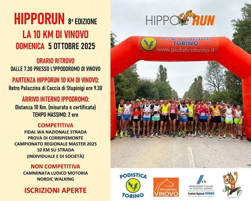 VINOVO - Un'intera domenica all'ippodromo tra cavalli e la corsa podistica Hipporun