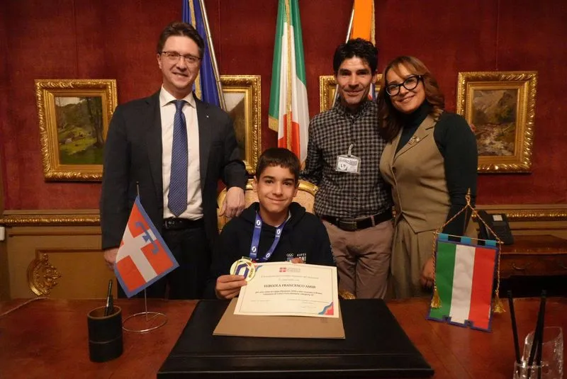 VIRLE - Il giovane campione di lotta greco-romana Francesco Fergola premiato a Torino - FOTO